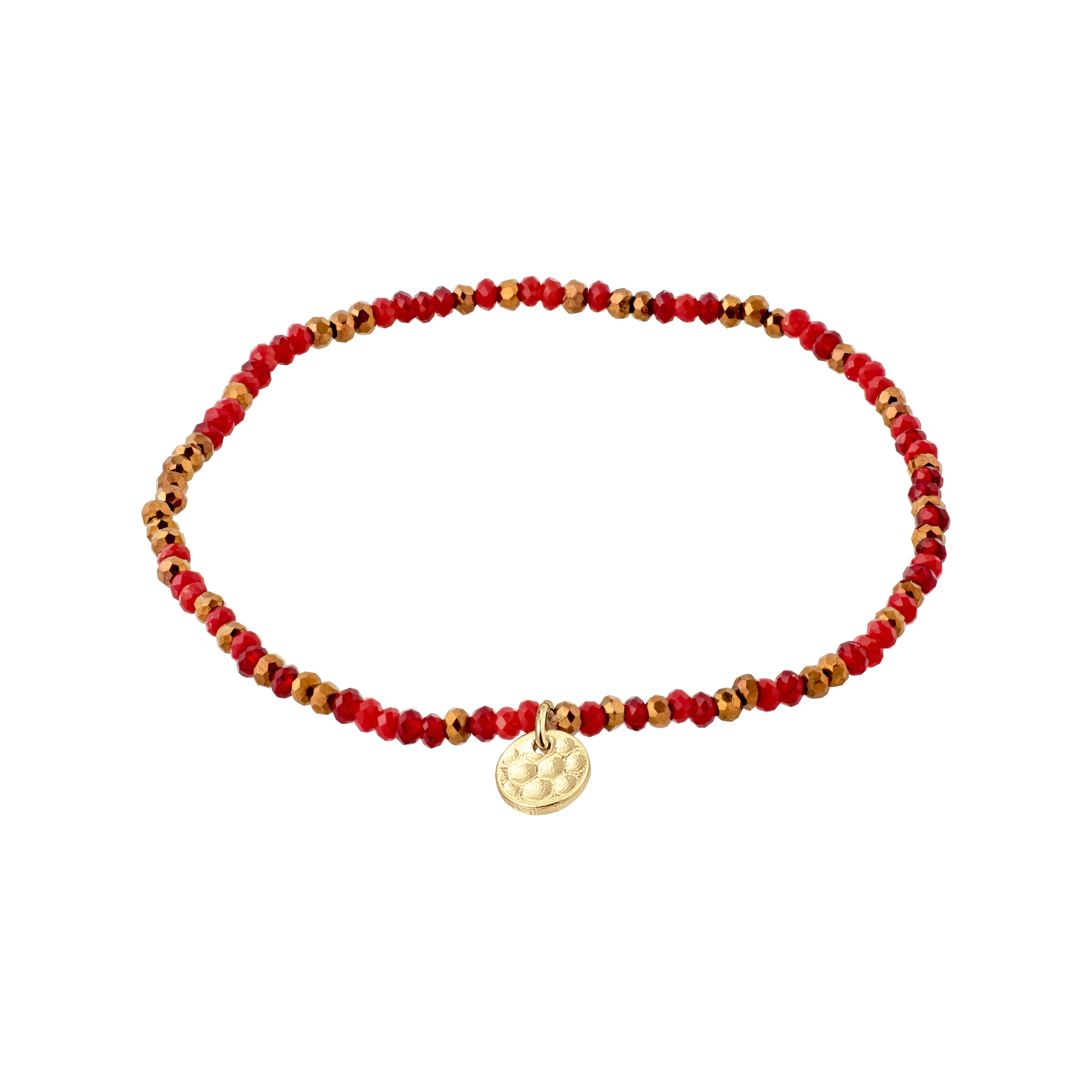 INDIE bracelet red, gold-plated