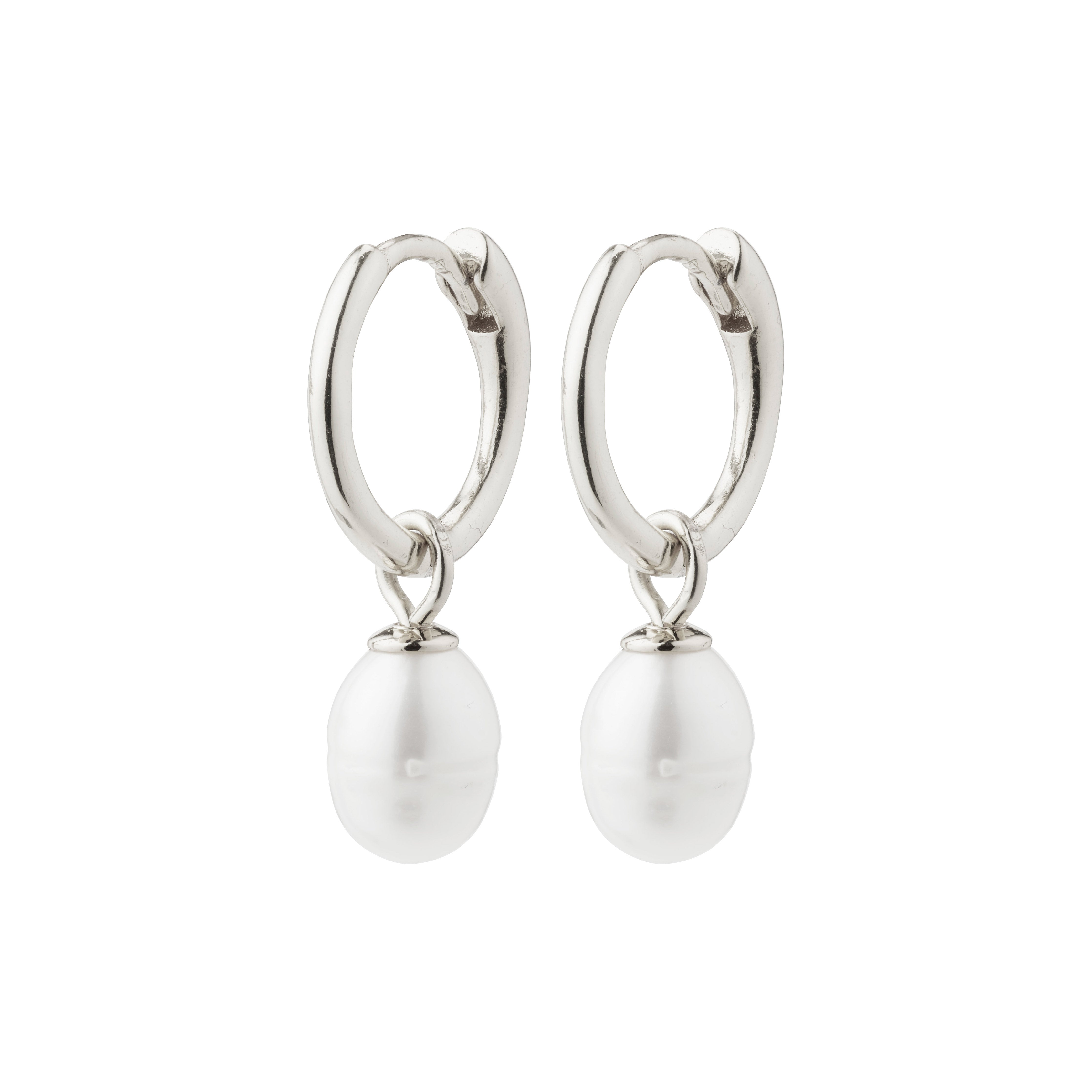 BERTHE recycled pearl hoop earrings silver-plated