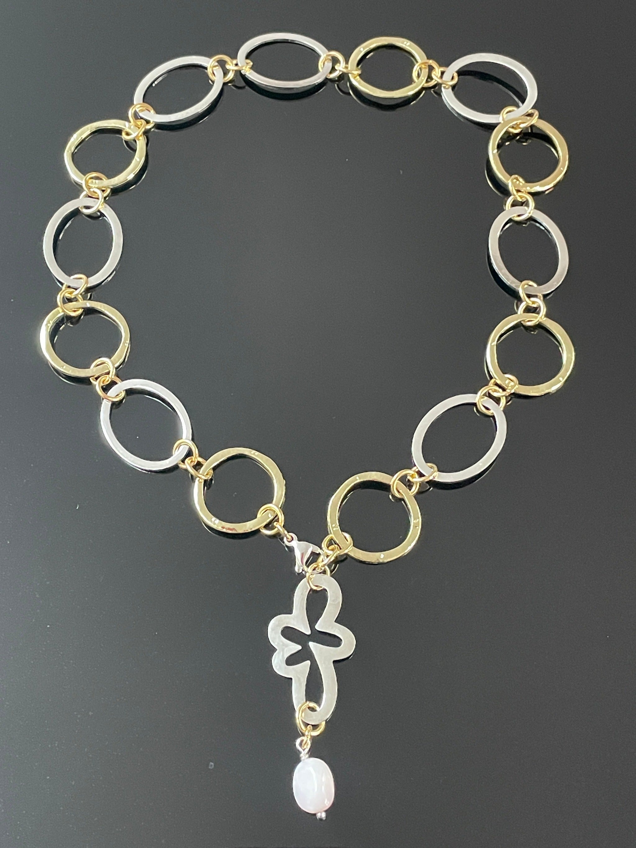 Gold Silver Opal Halsband