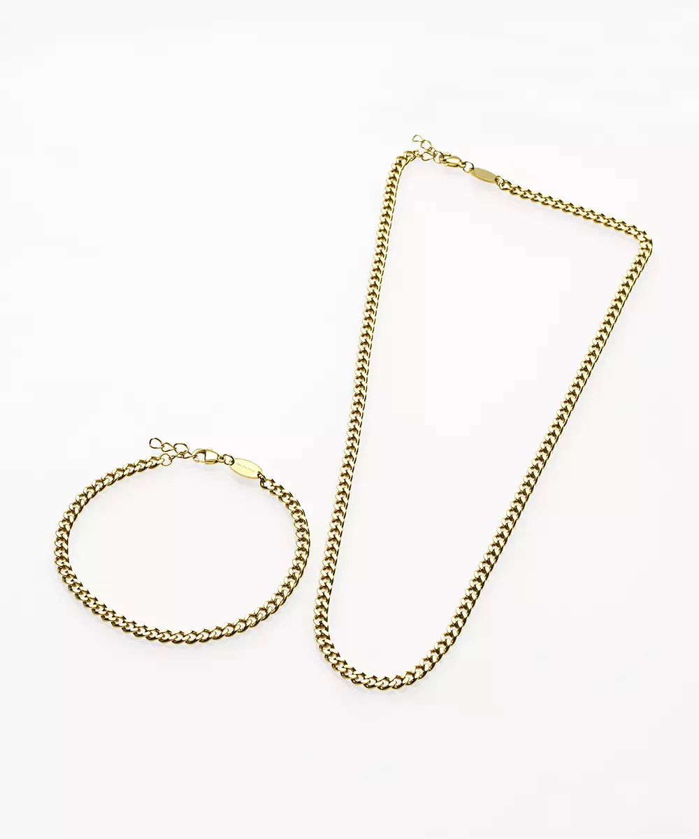 Curb Link Halsband, Golden