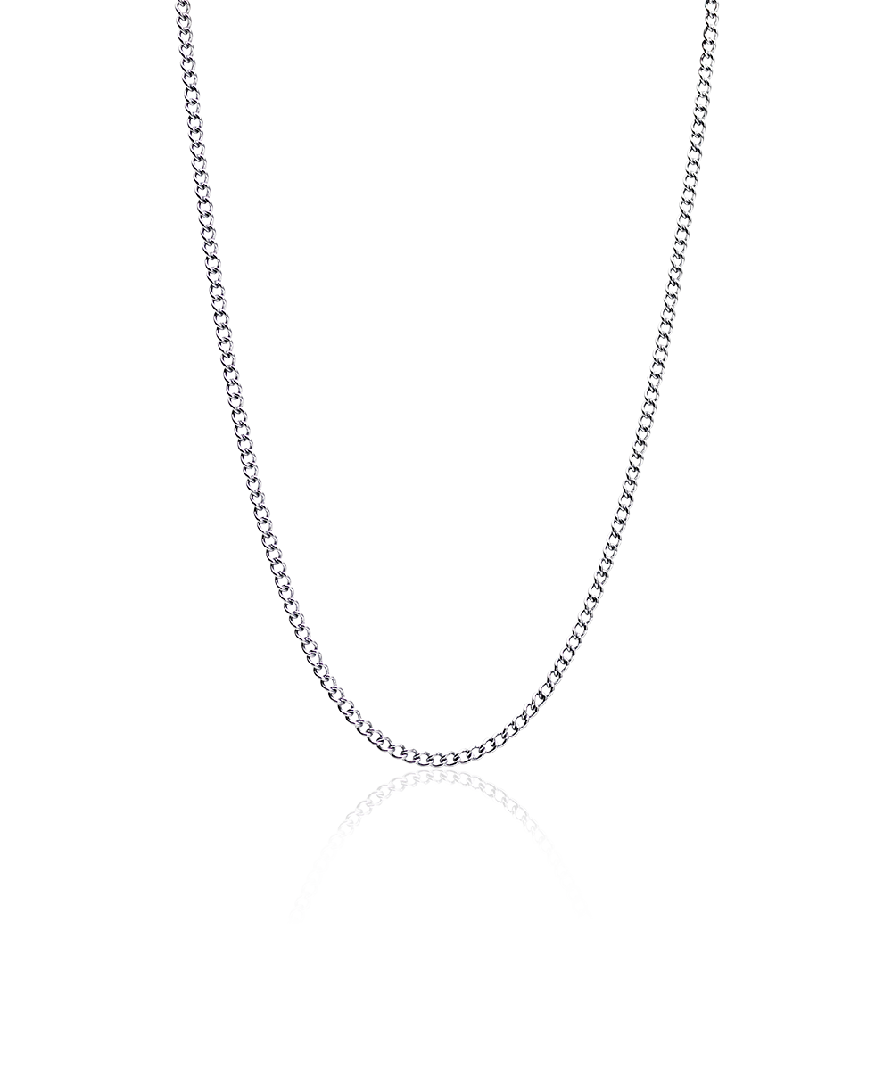 Tiny Curb Link Halsband, Silver
