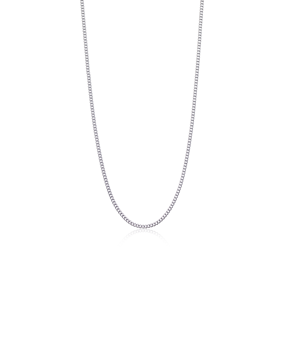 Micro Curb Link Halsband, Silver