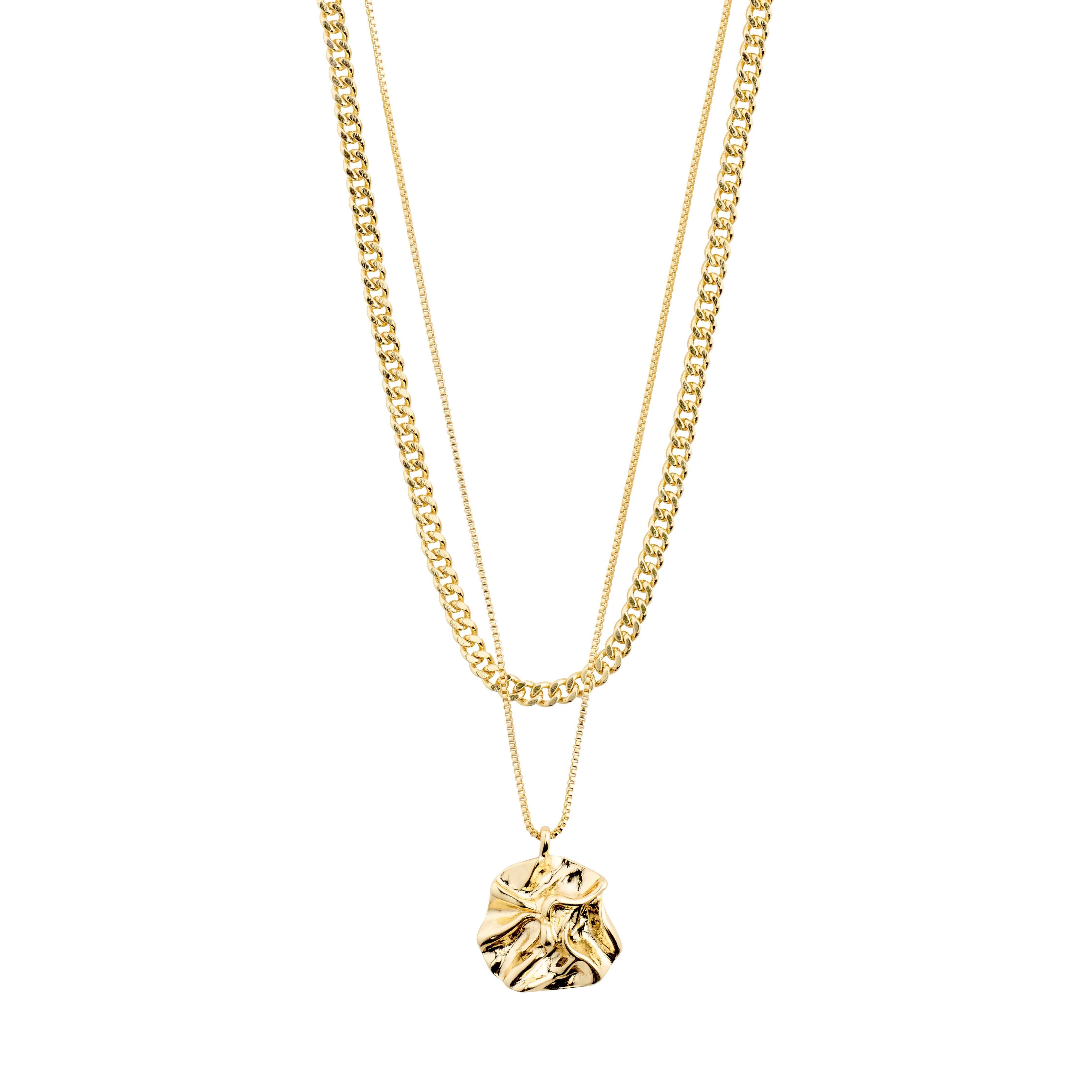 WILLPOWER curb & coin necklace, 2-in-1 set, gold-plated