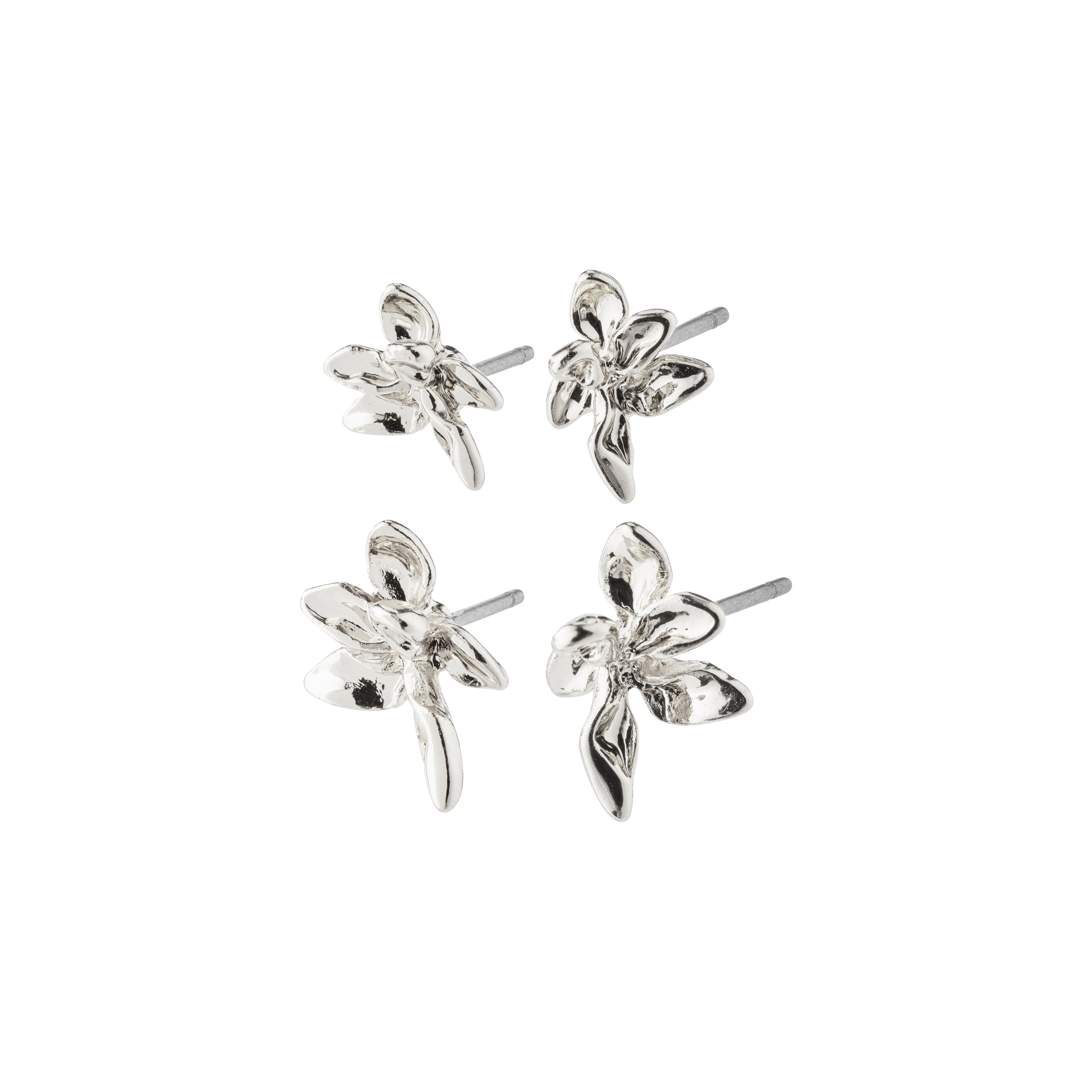 RIKO recycled earrings, 2-in-1 set, silver-plated